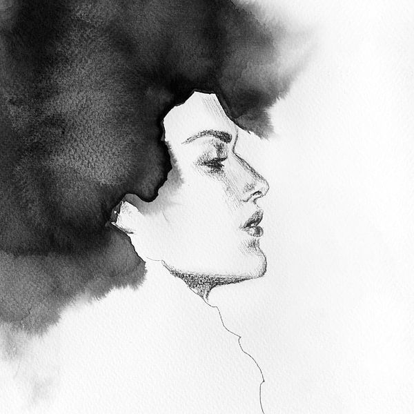 Tintenfluss Gesicht von Olga Tromp