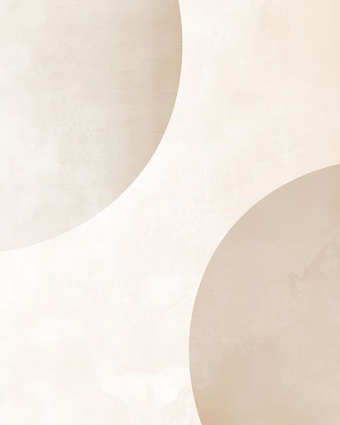 Halbmonde - Minimalistisches abstraktes Muster in Beige und Grau von Thea