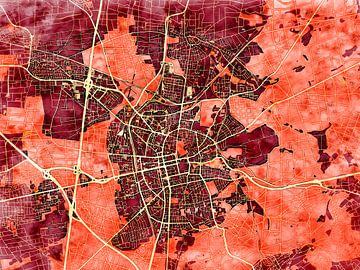 Kaart van Darmstadt in de stijl 'Amber Autumn' van Maporia