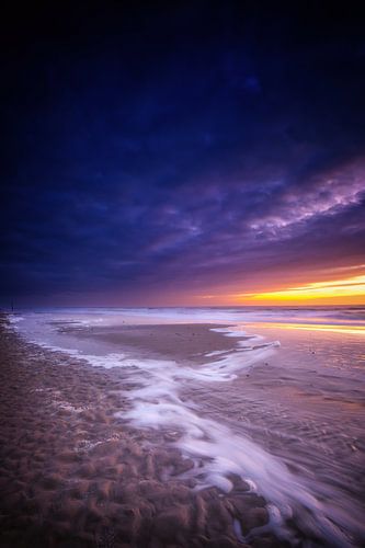 Zonsondergang op Texelse strand.