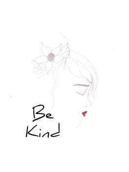 Flower Girl with red lips and text 