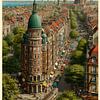 Vintage reisposter Hamburg uitzicht met groene koepel van MArt