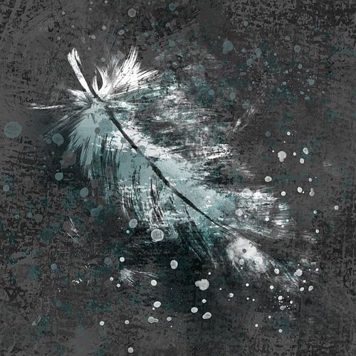 Zacht op Ruw kunstwerk met veel textuur in antraciet en blauw