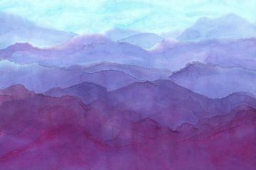 Ambiance matinale dans les montagnes une peinture à l'aquarelle sur Karen Kaspar