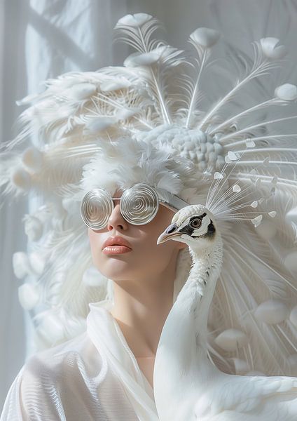 Peacock &amp; White feathers by Bianca ter Riet