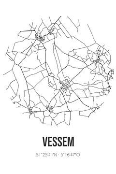 Vessem (Noord-Brabant) | Karte | Schwarz und Weiß von Rezona