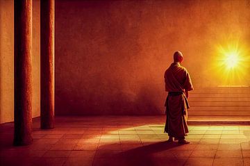 Shaolin Mönch im Tempel,Illustration von Animaflora PicsStock