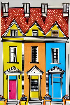 Drei Häuser von Lily van Riemsdijk - Art Prints with Color
