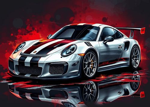 De Porsche 911 GT3 RS witte en zwarte streepspatten