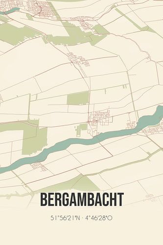 Alte Karte von Bergambacht (Südholland)