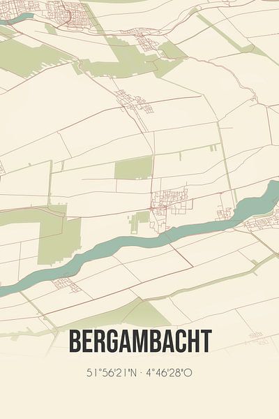 Vintage map of Bergambacht (South Holland) by Prints of Place