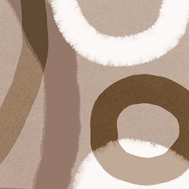 Abstrakte pastellfarbene Formen in Beige, Braun und Weiß von Dina Dankers