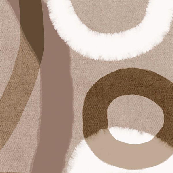 Abstract pastel shapes in beige, brown and white by Dina Dankers