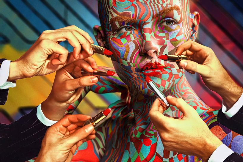 Beauty with Lipstick in Abstract by Arjen Roos