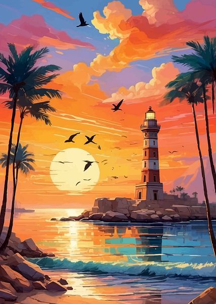 Lighthouse Sunset by MIROKKU