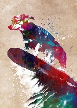 Surfhond #surfer #sport #hond van JBJart Justyna Jaszke