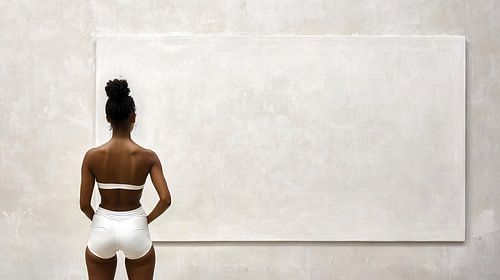 Vrouw voor een leeg canvas
