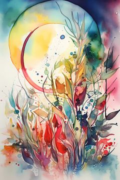 watercolor abstract plants by haroulita