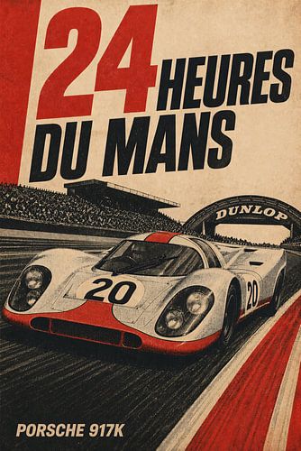Affiche de course vintage des 24 Heures du Mans