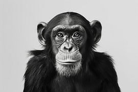 Chimpansee in zwart-wit van Poster Art Shop