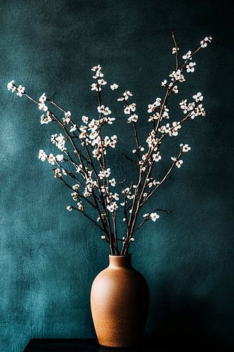 Keramische vaas met bloesemtakken