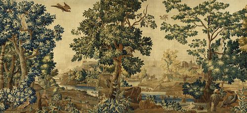 Bosrijk landschap met vogels en doorkijkjes naar een rivierlandschap, Alexander Baert