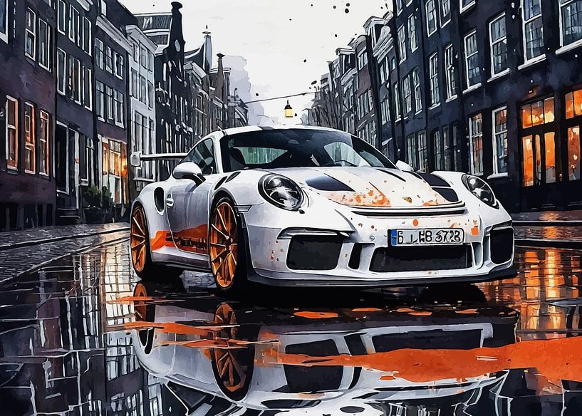 Porsche 911 GT3 RS mit weißen und schwarzen Streifen von MIROKKU