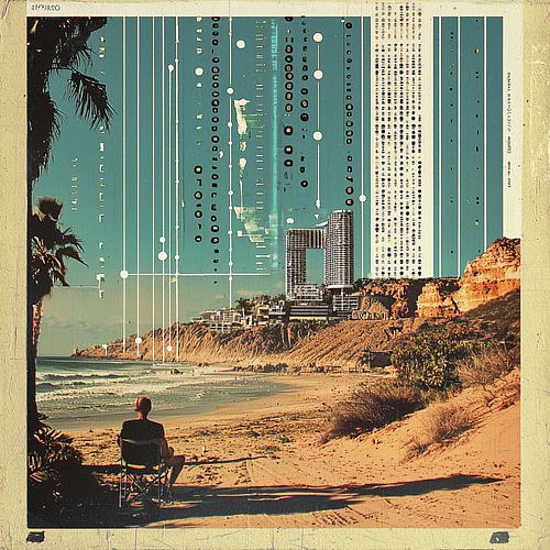 Stijlvolle retro poster met grafische elementen en stippen