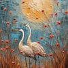 Twee Sierlijke Kraanvogels van Art Lovers