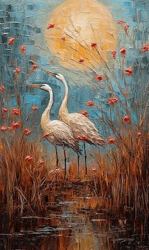 Two Graceful Cranes by Art Lovers