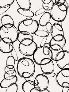 Modern abstract kunstwerk met zwarte cirkels