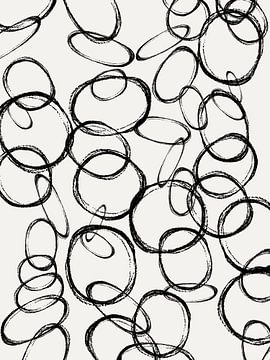 Modernes abstraktes Kunstwerk mit schwarzen Kreisen von Imaginative
