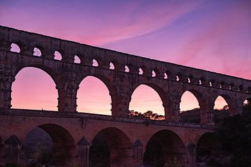 Pont du Gard at sunset by Flatfield
