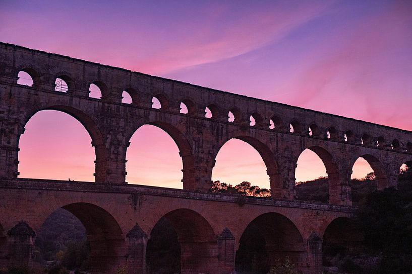 Pont du Gard at sunset by Flatfield
