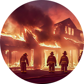 Brandend huis met brandweer illustratie van Animaflora PicsStock
