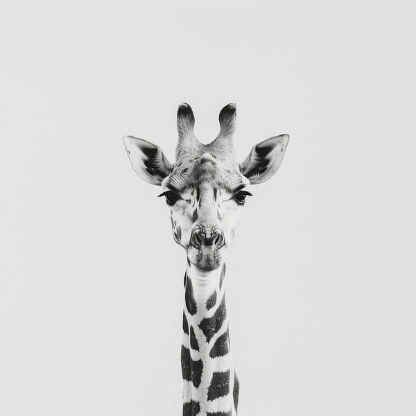 Giraffe in Schwarz-Weiß - Minimalistische Tierkunst von Poster Art Shop
