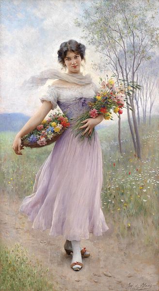 Eugen de Blaas, Mädchen in fliederfarbenem Kleid - 1911 von Atelier Liesjes