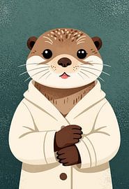 Entzückende Otter im Laborkittel – Wandbild „Cleverer Wissenschaftler-Otter“ – Niedliches Otter-Poster