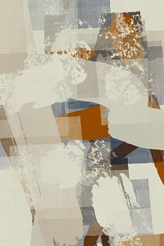 Modern abstract in beige, oranje, blauw van Dina Dankers