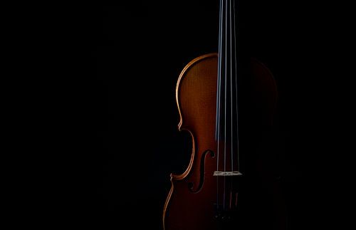 Viool tegen een zwarte achtergrond