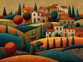 landschap in Toscane, naieve kunst