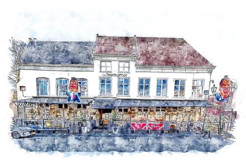 The tar room in Bergen op Zoom (watercolour)