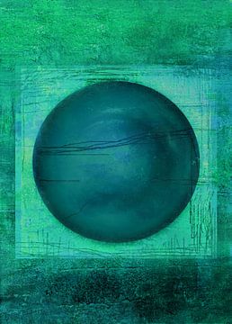 Illusie met cirkel nacht blauw groen van Claudia Gründler