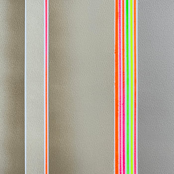 Neon-Streifen-Poster in Grün, Gelb und Orange, quadratisch