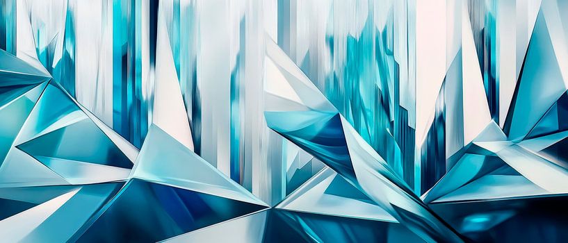 Ice blue crystal pattern - Geometric Abstract by Poster Art Shop