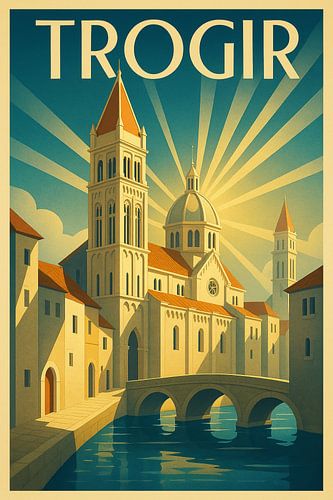 Trogir Kathedraal Skyline Art Deco Poster