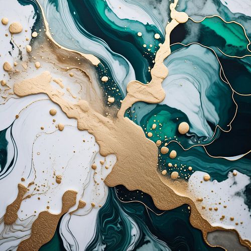 Farbkleckse gold dunkelgrün weiß