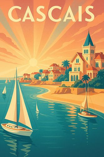 Cascais Kust Vintage Art Deco Poster