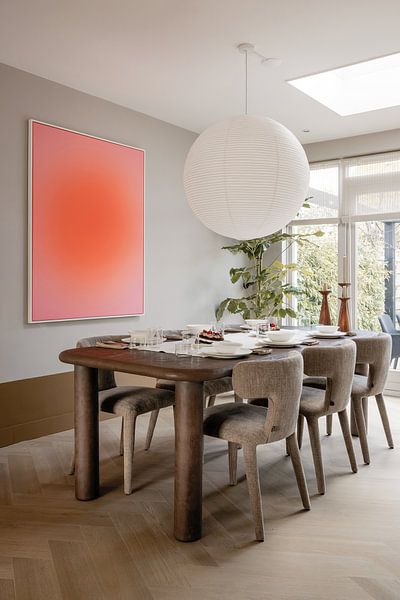 Retro 70er Jahre Neon Kunst. Abstrakter Farbverlauf in Orange und Pink