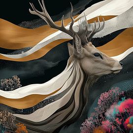 Natural Elegance: Deer in Contrast by Color Square